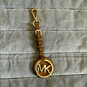 Michael Kors Tan and Gold Key Holder or Purse Fob New